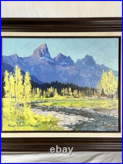 Vtg Framed Landscape Painting Tetons Jackson Hole Signed Anna R Spiess Utah