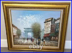 Vtg Framed Oil Painting, Paris Arc de Triomphe 20x 33 (canvas) Signed Burnett