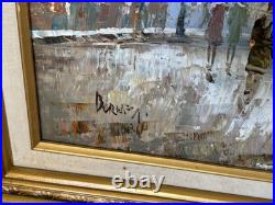 Vtg Framed Oil Painting, Paris Arc de Triomphe 20x 33 (canvas) Signed Burnett