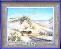 Vtg Framed Original Oil Painting, Beach Scene/Landscape, Signed Mildred Fenn