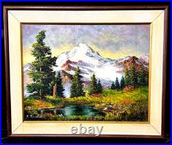 Vtg Frances Trusdell Mount Baker Baker Lake Signed Original Oil Painting 23x19