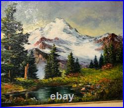 Vtg Frances Trusdell Mount Baker Baker Lake Signed Original Oil Painting 23x19