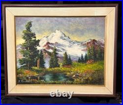 Vtg Frances Trusdell Mount Baker Baker Lake Signed Original Oil Painting 23x19