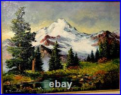 Vtg Frances Trusdell Mount Baker Baker Lake Signed Original Oil Painting 23x19