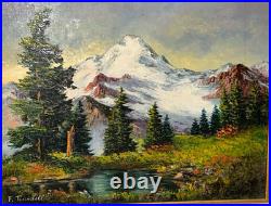 Vtg Frances Trusdell Mount Baker Baker Lake Signed Original Oil Painting 23x19