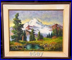 Vtg Frances Trusdell Mount Baker Baker Lake Signed Original Oil Painting 23x19