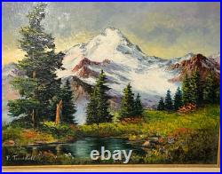 Vtg Frances Trusdell Mount Baker Baker Lake Signed Original Oil Painting 23x19