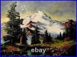 Vtg Frances Trusdell Mount Baker Baker Lake Signed Original Oil Painting 23x19