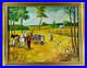 Vtg. Hunting Scene Oil Painting Country Landscape Signed V. Grace Saur 1951