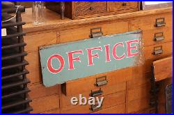 Vtg Industrial Office Metal Hand Painted Factory Advertising Sign 30x10