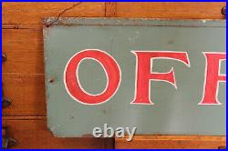 Vtg Industrial Office Metal Hand Painted Factory Advertising Sign 30x10