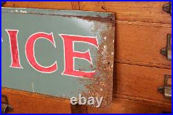 Vtg Industrial Office Metal Hand Painted Factory Advertising Sign 30x10