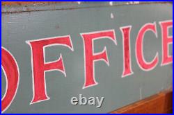 Vtg Industrial Office Metal Hand Painted Factory Advertising Sign 30x10