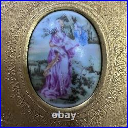 Vtg Limoges France Country Courting Couple Painted Signed Framed Wall Art set 4