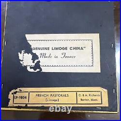 Vtg Limoges France Country Courting Couple Painted Signed Framed Wall Art set 4