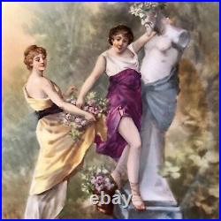 Vtg Limoges Hand Painted Art Deco Maidens Portrait Plaque Charger Signed Dubois