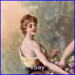 Vtg Limoges Hand Painted Art Deco Maidens Portrait Plaque Charger Signed Dubois