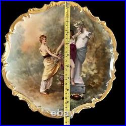 Vtg Limoges Hand Painted Art Deco Maidens Portrait Plaque Charger Signed Dubois