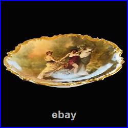 Vtg Limoges Hand Painted Art Deco Maidens Portrait Plaque Charger Signed Dubois