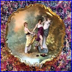 Vtg Limoges Hand Painted Art Deco Maidens Portrait Plaque Charger Signed Dubois