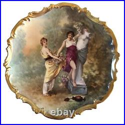 Vtg Limoges Hand Painted Art Deco Maidens Portrait Plaque Charger Signed Dubois