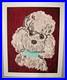 Vtg MCM 18 x 14 White POODLE Dog Rhinestone Collar PAINTING on Red Velvet Signed