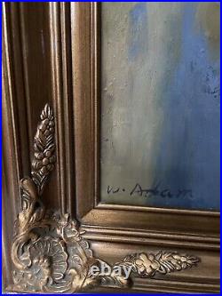 Vtg Man W BandolinoOrig Oil Painting Canvas 45X33 Signed Adam Ornate Frame
