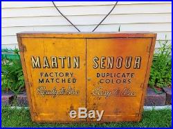 Vtg Martin Senour Paints Auto Gas & Oil Service Station Advertising Sign Cabinet