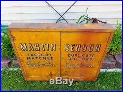 Vtg Martin Senour Paints Auto Gas & Oil Service Station Advertising Sign Cabinet