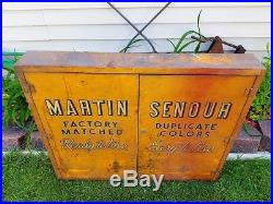 Vtg Martin Senour Paints Auto Gas & Oil Service Station Advertising Sign Cabinet