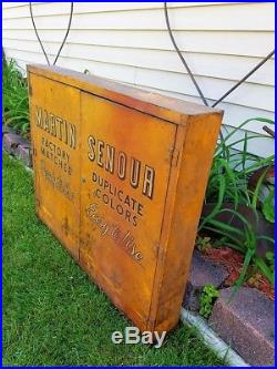 Vtg Martin Senour Paints Auto Gas & Oil Service Station Advertising Sign Cabinet