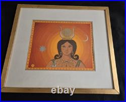 Vtg. Maybe original painting of an Egyptian queen acrylic on board. Signed