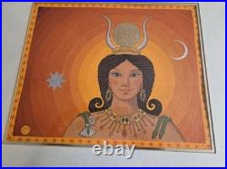 Vtg. Maybe original painting of an Egyptian queen acrylic on board. Signed