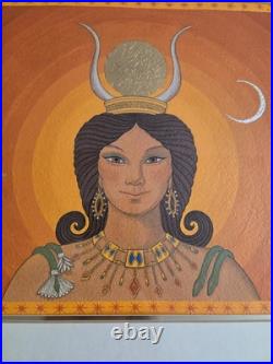 Vtg. Maybe original painting of an Egyptian queen acrylic on board. Signed