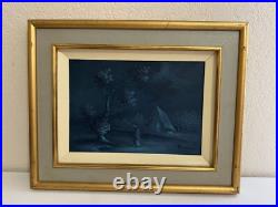 Vtg Mid Century 1966 Oscar Parra Signed Oil Painting Tarde Azul Blue Afternoon