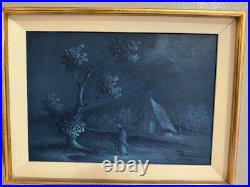 Vtg Mid Century 1966 Oscar Parra Signed Oil Painting Tarde Azul Blue Afternoon Vtg Mid Century 1966 Oscar Parra Signed Oil Painting Tarde Azul Blue Afternoon