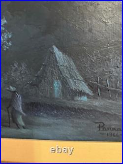 Vtg Mid Century 1966 Oscar Parra Signed Oil Painting Tarde Azul Blue Afternoon Vtg Mid Century 1966 Oscar Parra Signed Oil Painting Tarde Azul Blue Afternoon