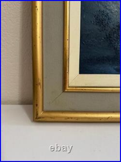 Vtg Mid Century 1966 Oscar Parra Signed Oil Painting Tarde Azul Blue Afternoon