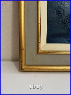 Vtg Mid Century 1966 Oscar Parra Signed Oil Painting Tarde Azul Blue Afternoon