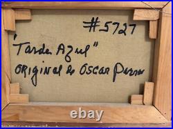 Vtg Mid Century 1966 Oscar Parra Signed Oil Painting Tarde Azul Blue Afternoon