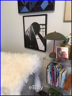 Vtg Mid Century Modern Pop Art Abstract Water Tower Print Lithograph Signed