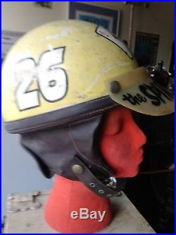 Vtg Motorcycle Racing Helmet Custom Paint Calif Artist Signed SPIN OUT KID