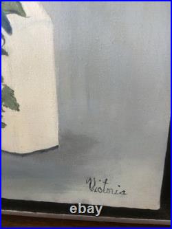 Vtg Oil Painting Colorful Flower Bouquet in Vase, Signed, Framed 10x18