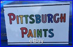 Vtg. OriginalPittsburgh PaintsDouble Sided Porcelain Flange SignCountry Store