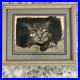 Vtg Original Art Cat Painting Pet Animal Signed OOAK Noel Perret Story 1970s