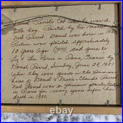 Vtg Original Art Cat Painting Pet Animal Signed OOAK Noel Perret Story 1970s