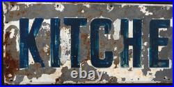 Vtg Original Hand Painted Metal 3' Sign Advertising Motel Kitchenetts Rooms Ooak