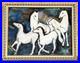 Vtg Original MCM Abstract Motion ArtHorse Painting Signed P. Lee Framed Wall Art
