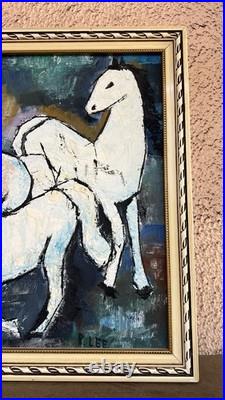Vtg Original MCM Abstract Motion ArtHorse Painting Signed P. Lee Framed Wall Art Vtg Original MCM Abstract Motion ArtHorse Painting Signed P. Lee Framed Wall Art