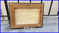 Vtg Original MCM Abstract Motion ArtHorse Painting Signed P. Lee Framed Wall Art